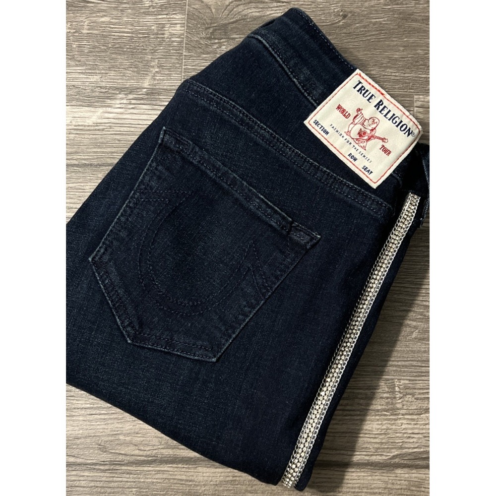 True Religion Jennie Curvy Chain Stripe Mid Rise Skinny Jeans Size 29 (30x29)